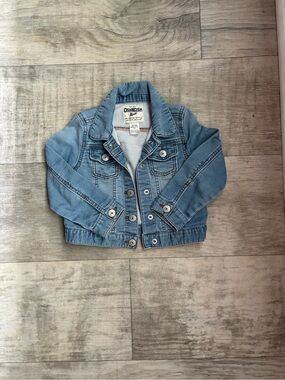 OshKosh B'gosh Blue Denim Jacket 3T Button Front Long Sleeve Pockets Logo-100